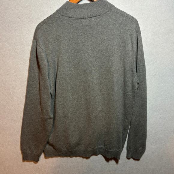 RS RAFFI Shaya Gray Cotton Wool Cashmere 1/4 Zip Sweater Mens Size XL Cable Knit - Picture 2 of 7